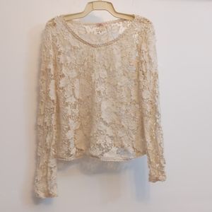 Freeway Heavy Lace Pullover Cream Sz S